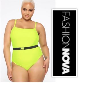 Fashion Nova In The Maldives Neon Yellow One Piece Swimsuit